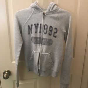 Gray Abercrombie kids zip-up hooded jacket